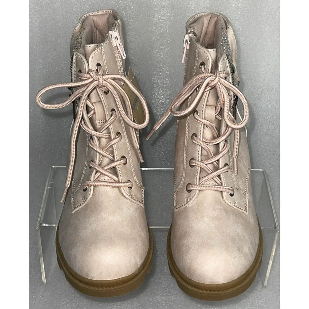Therabouts Kinsley Pink Rhinestone Hiker Block Heel Boots Big Girls Size 5 NEW‎